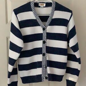 TALBOTS. Navy and White Striped Sweater